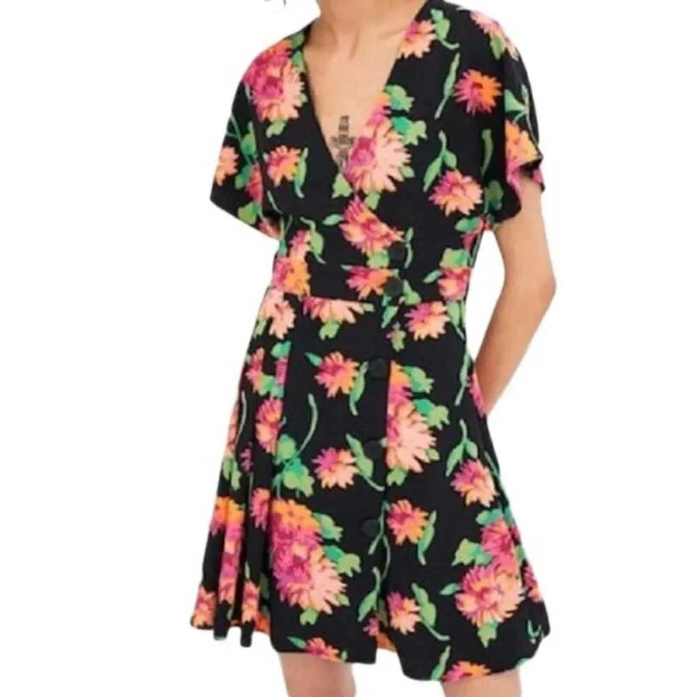 Zara TRF Collection Black Floral dress